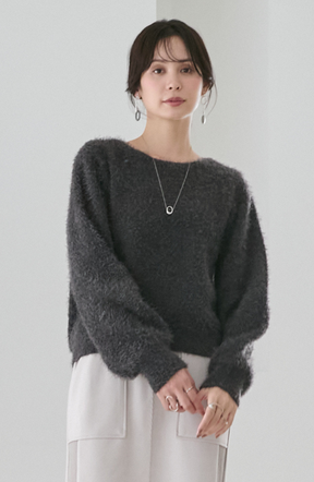 ダブルフェイスシャギーランタンスリーブプルオーバー