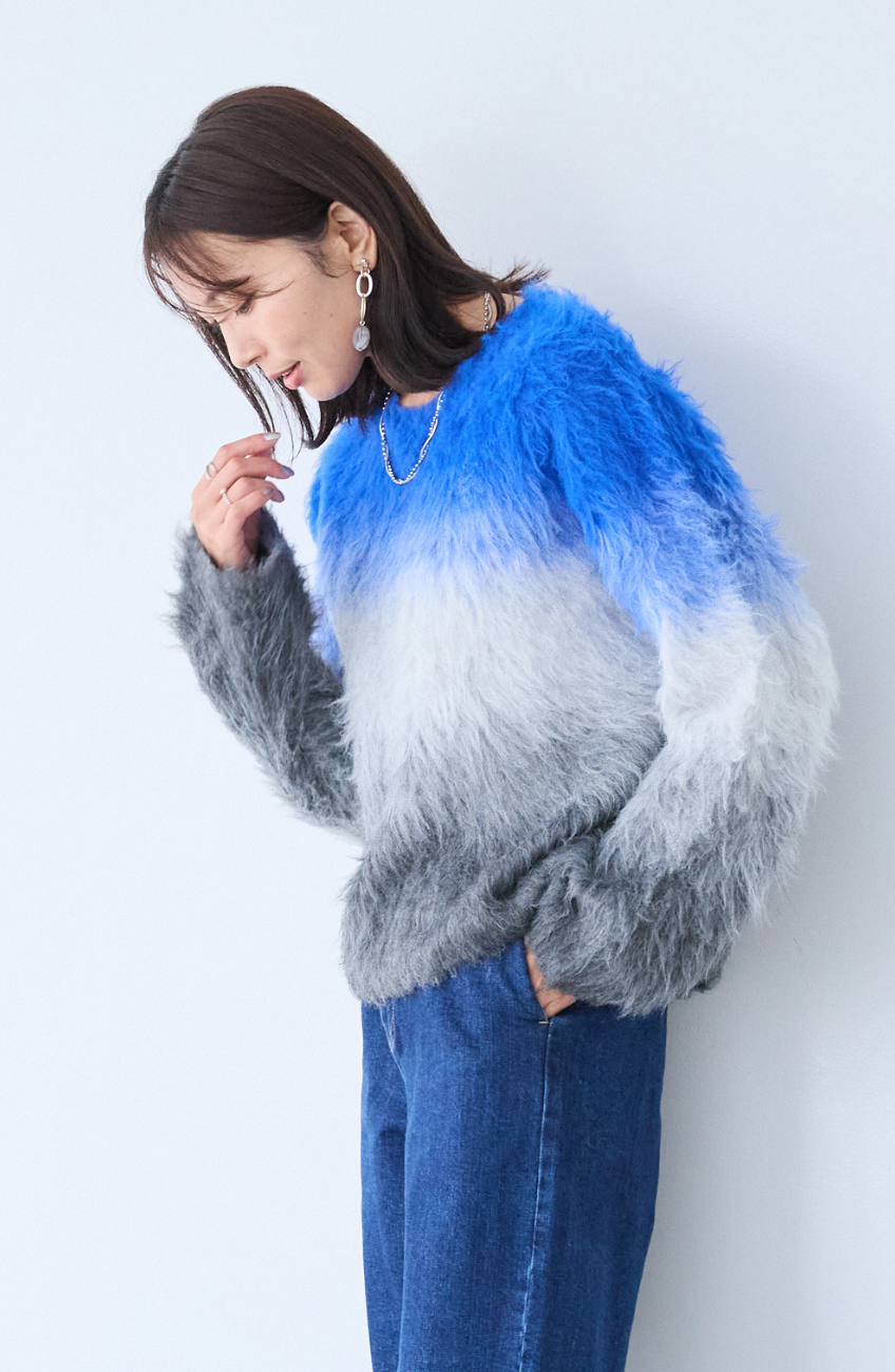 ウールブラッシュグラデーションプルオーバー