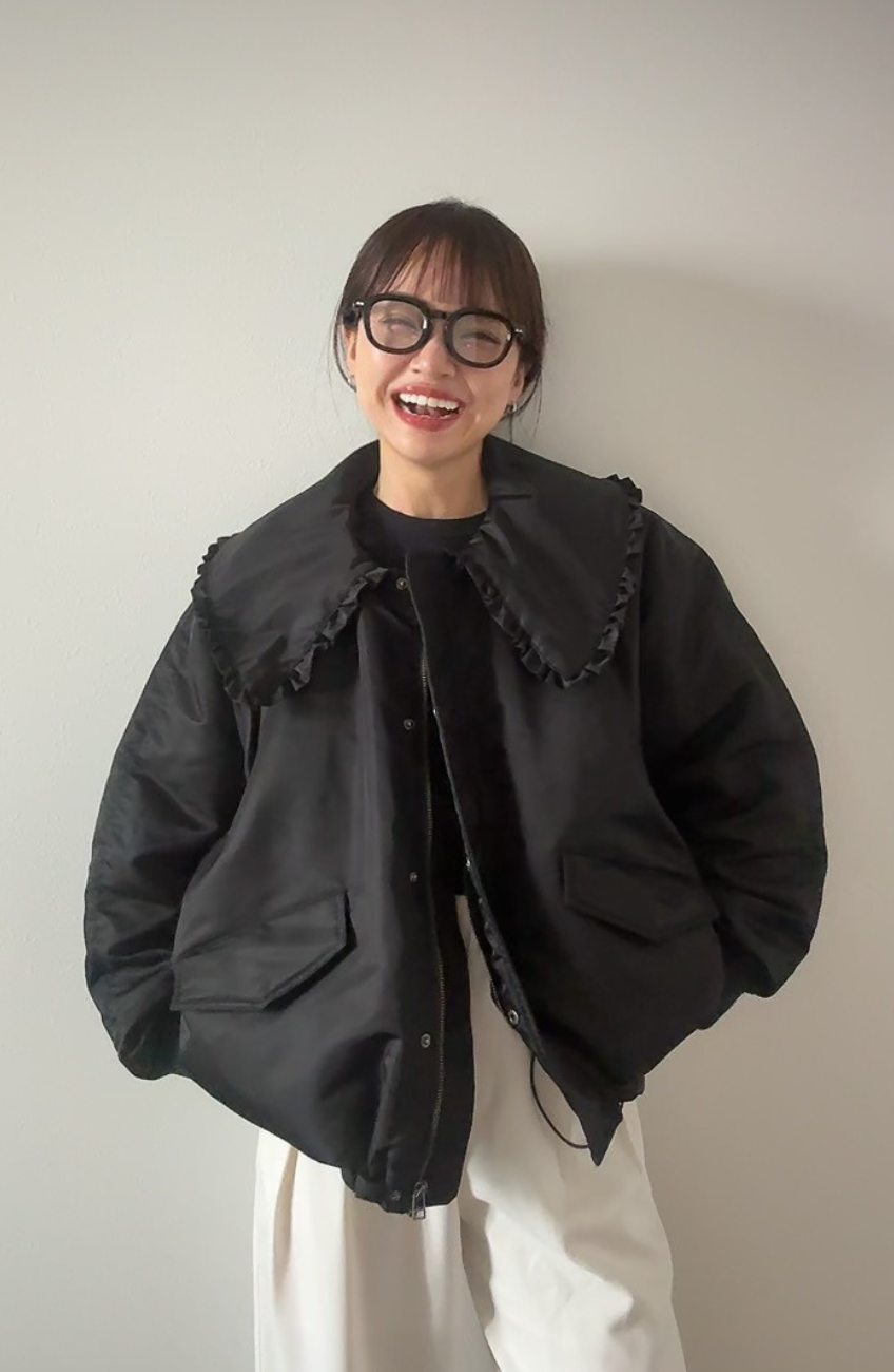 [春名 亜美さんコラボ] フリルカラー2WAYダウンジャケット