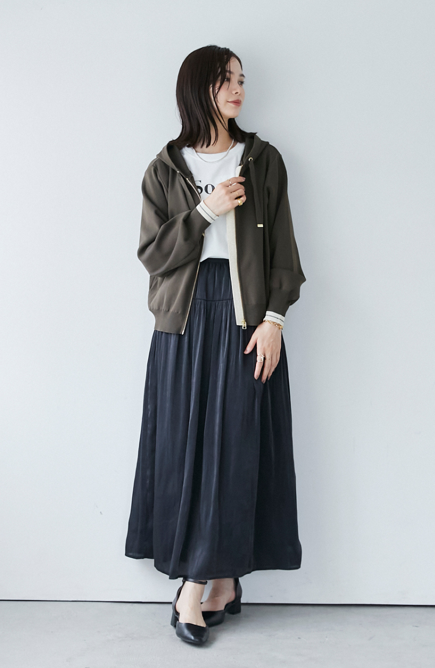 【美品】群言堂/登美　アシメトリ―ウールキュロットスカート/チャコールグレー 低身長向けサイズ ] フェイクウールキュロット（スカート