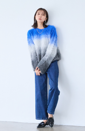 ウールブラッシュグラデーションプルオーバー