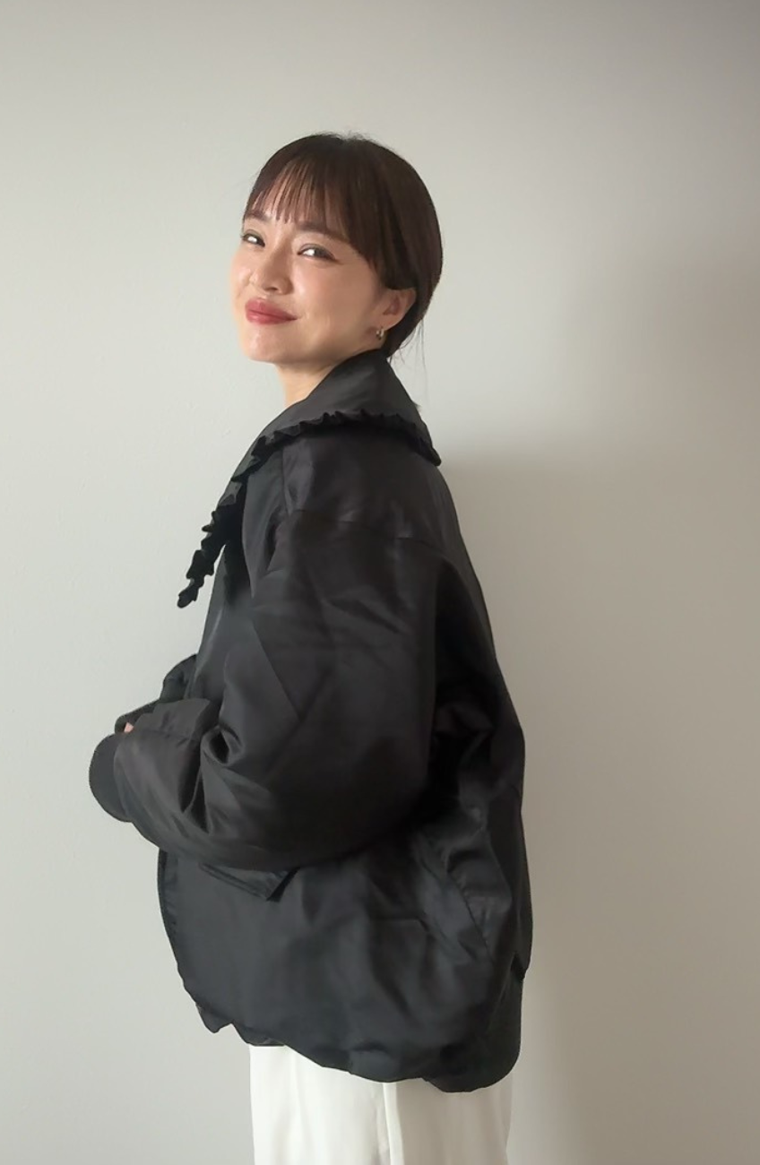 [春名 亜美さんコラボ] フリルカラー2WAYダウンジャケット