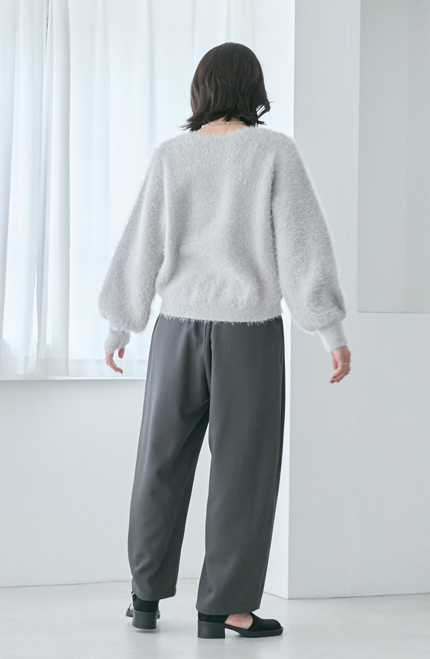 ダブルフェイスシャギーランタンスリーブプルオーバー