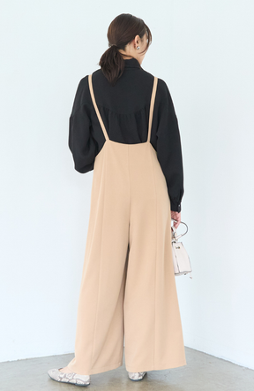 [コーデSET] シルクライクボウタイブラウス＋EC限定 TRドロストオールインワン