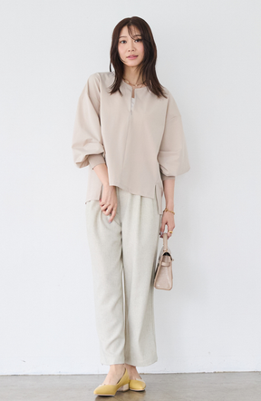 [acoさんコラボ] CICA配合サークルストレッチコクーンシルエットプルオーバー