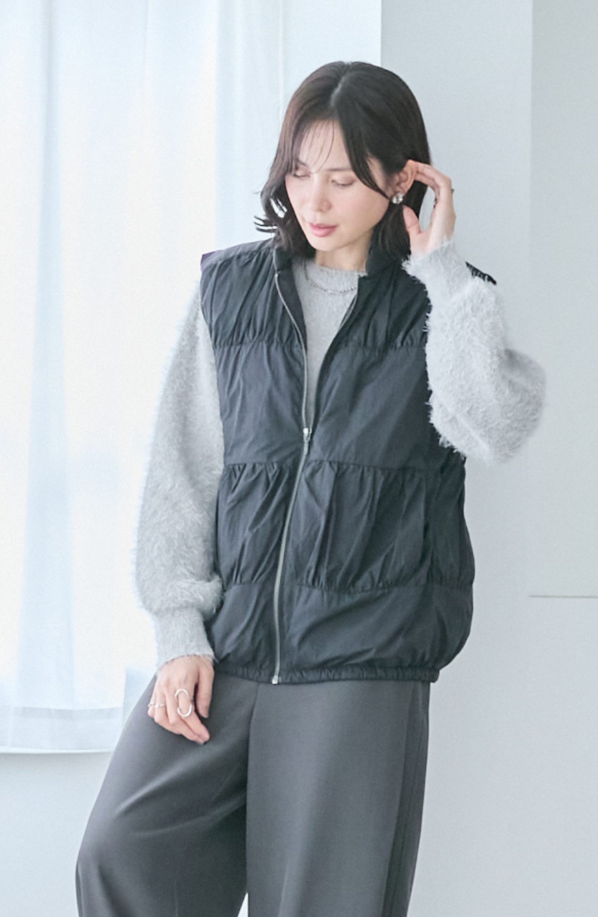 ダブルフェイスシャギーランタンスリーブプルオーバー