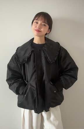 [春名 亜美さんコラボ] フリルカラー2WAYダウンジャケット