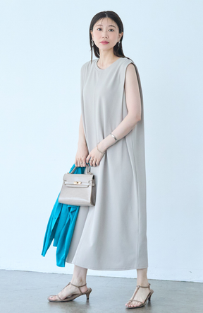 [夏に嬉しい！UVカット＆クールタッチ] EC限定　2WAY上品鹿の子スカーフワンピース