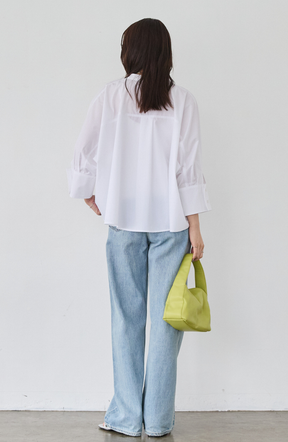 [acoさんコラボ] ノーカラーダブルカフスブラウス