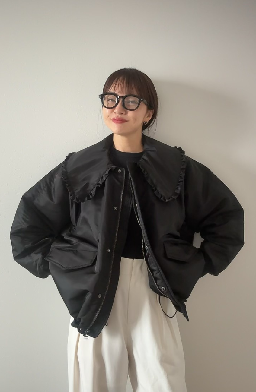 [春名 亜美さんコラボ] フリルカラー2WAYダウンジャケット