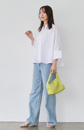 [acoさんコラボ] ノーカラーダブルカフスブラウス