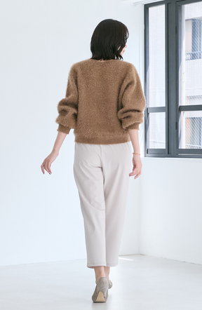 ダブルフェイスシャギーランタンスリーブプルオーバー