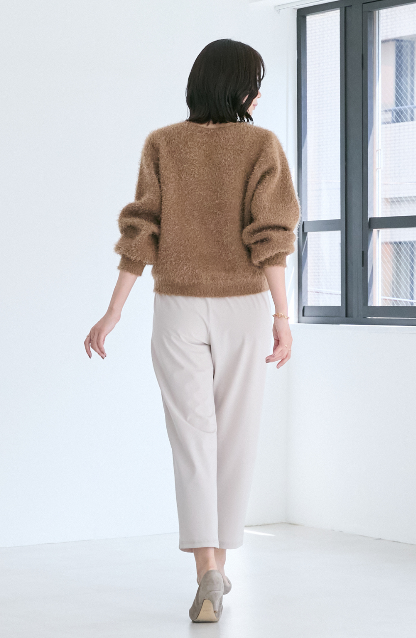 ダブルフェイスシャギーランタンスリーブプルオーバー