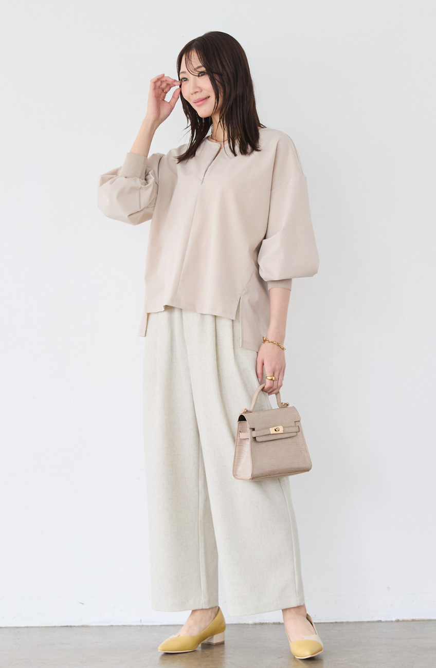 [acoさんコラボ] CICA配合サークルストレッチコクーンシルエットプルオーバー