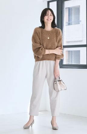 ダブルフェイスシャギーランタンスリーブプルオーバー