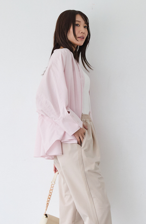 [acoさんコラボ] ノーカラーダブルカフスブラウス