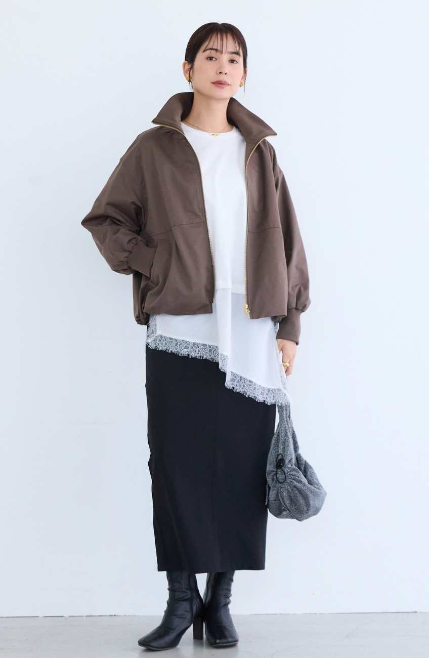 [mayoさんコラボ] エステル切替ジップブルゾン