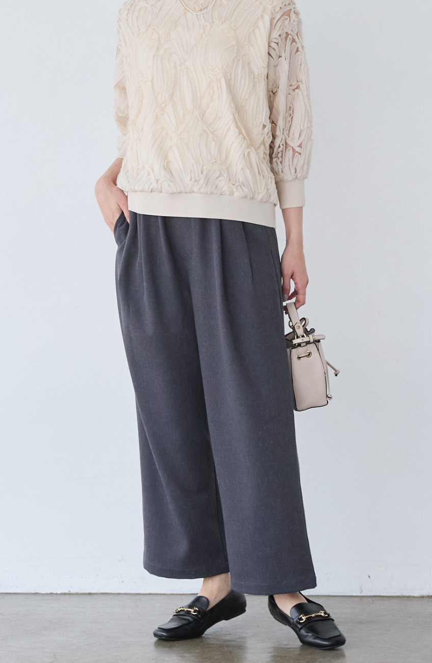 メランジゆるテーパードパンツ