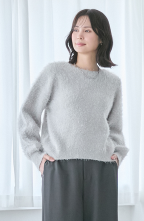 ダブルフェイスシャギーランタンスリーブプルオーバー