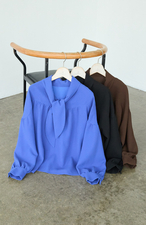 [コーデSET] シルクライクボウタイブラウス＋EC限定 TRドロストオールインワン