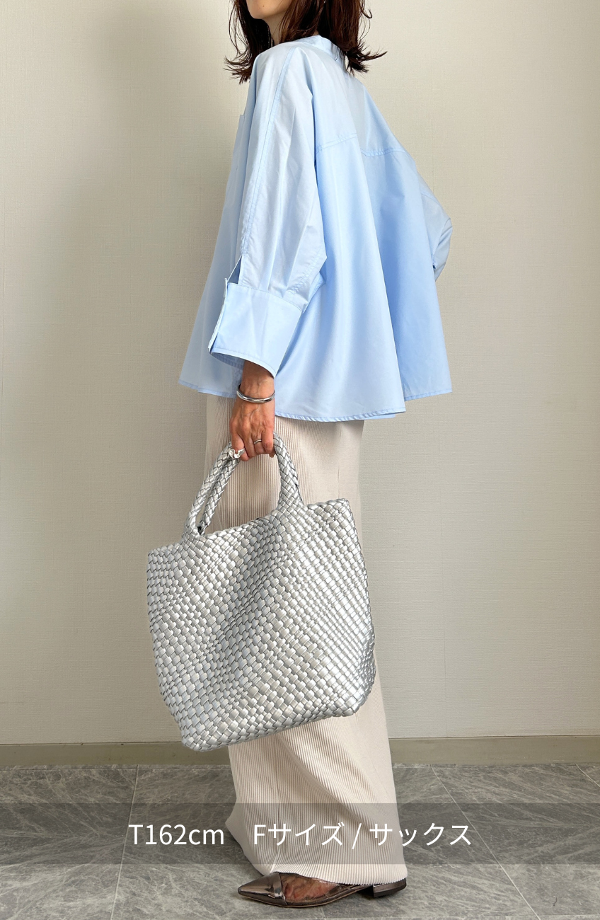 [acoさんコラボ] ノーカラーダブルカフスブラウス