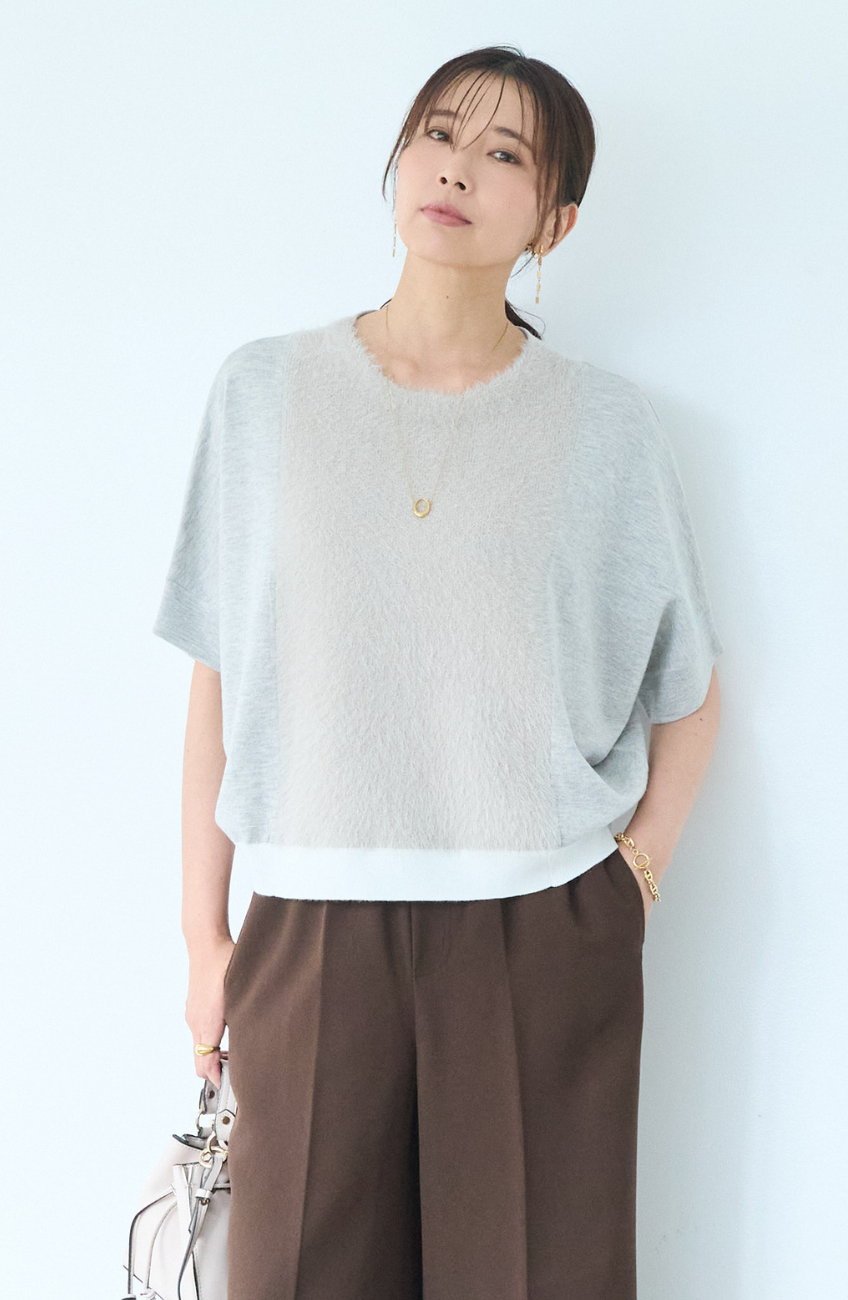 ラメフェザー切替ドルマンプルオーバー