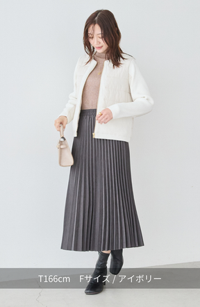 中綿×ニット切替ノーカラージャケット