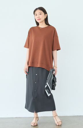 クレープドットボタンスカート
