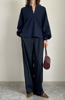 [acoさんコラボ] CICA配合サークルストレッチコクーンシルエットプルオーバー