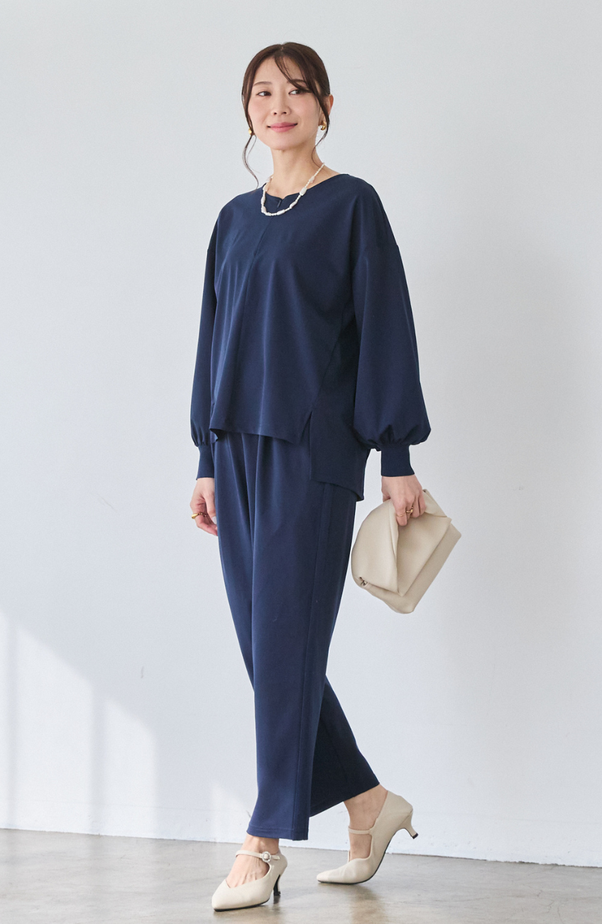 [acoさんコラボ] CICA配合サークルストレッチコクーンシルエットプルオーバー