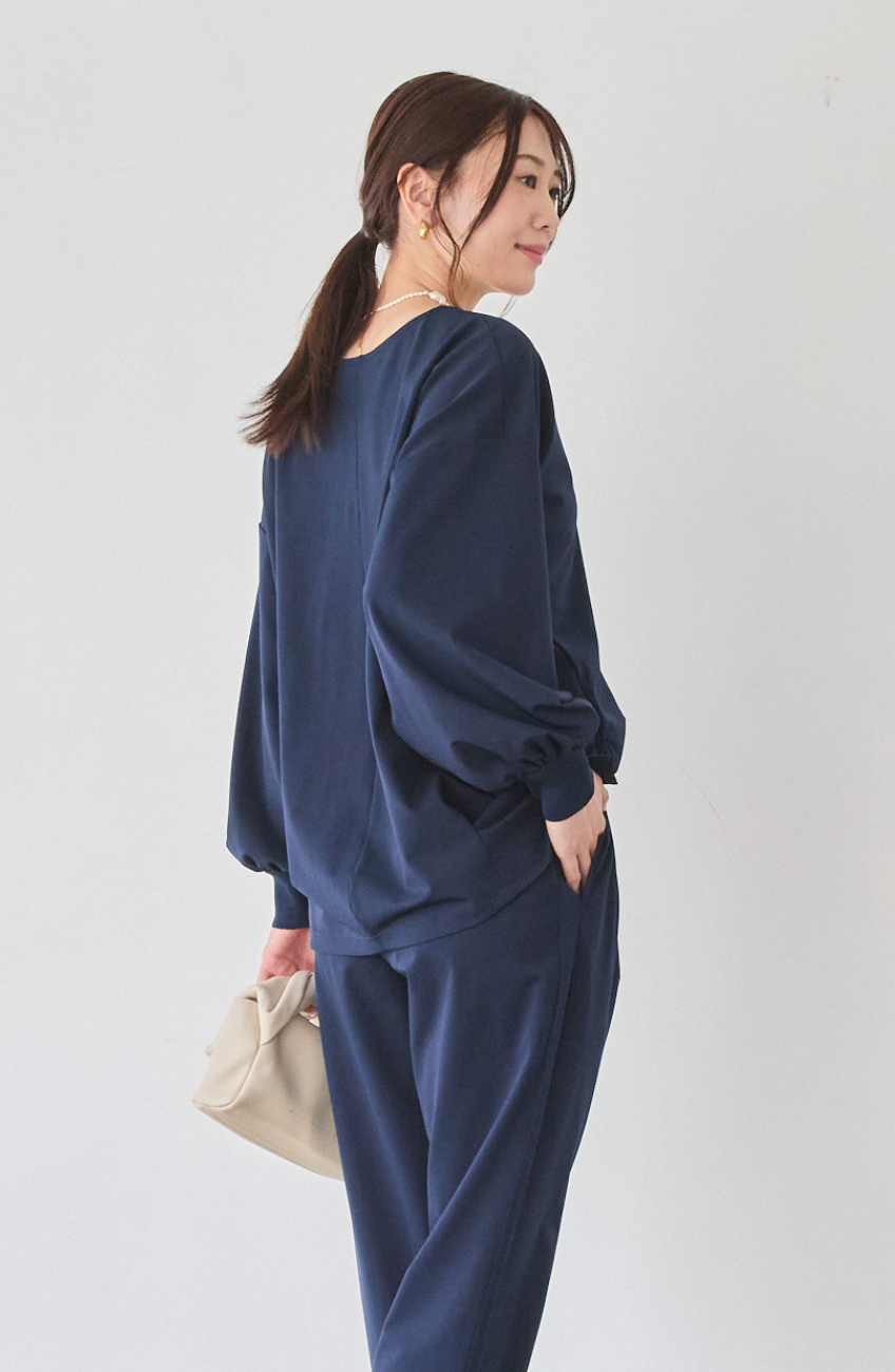 [acoさんコラボ] CICA配合サークルストレッチコクーンシルエットプルオーバー