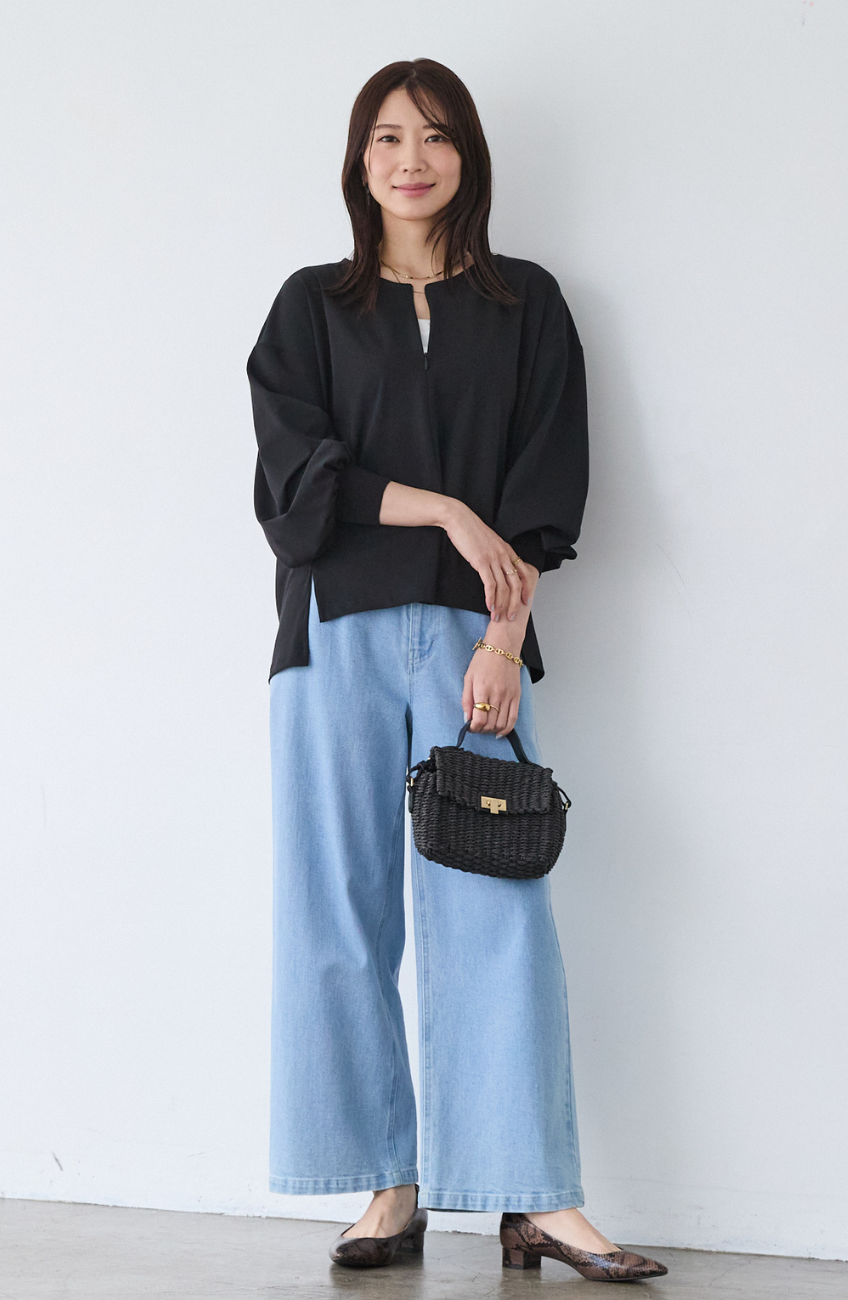 [acoさんコラボ] CICA配合サークルストレッチコクーンシルエットプルオーバー