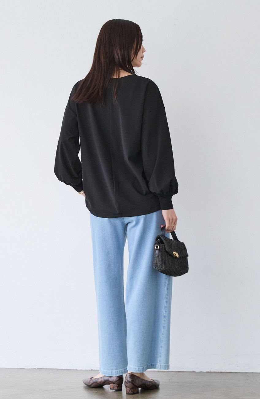 [acoさんコラボ] CICA配合サークルストレッチコクーンシルエットプルオーバー