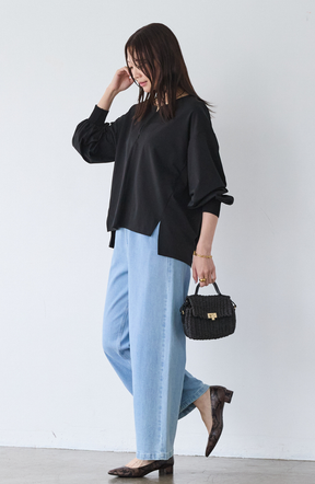 [acoさんコラボ] CICA配合サークルストレッチコクーンシルエットプルオーバー