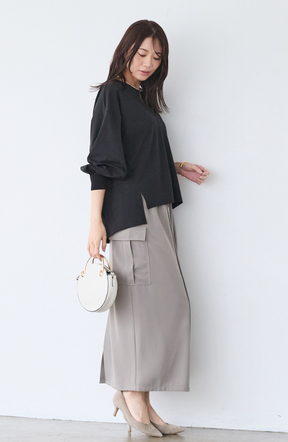 [acoさんコラボ] CICA配合サークルストレッチコクーンシルエットプルオーバー