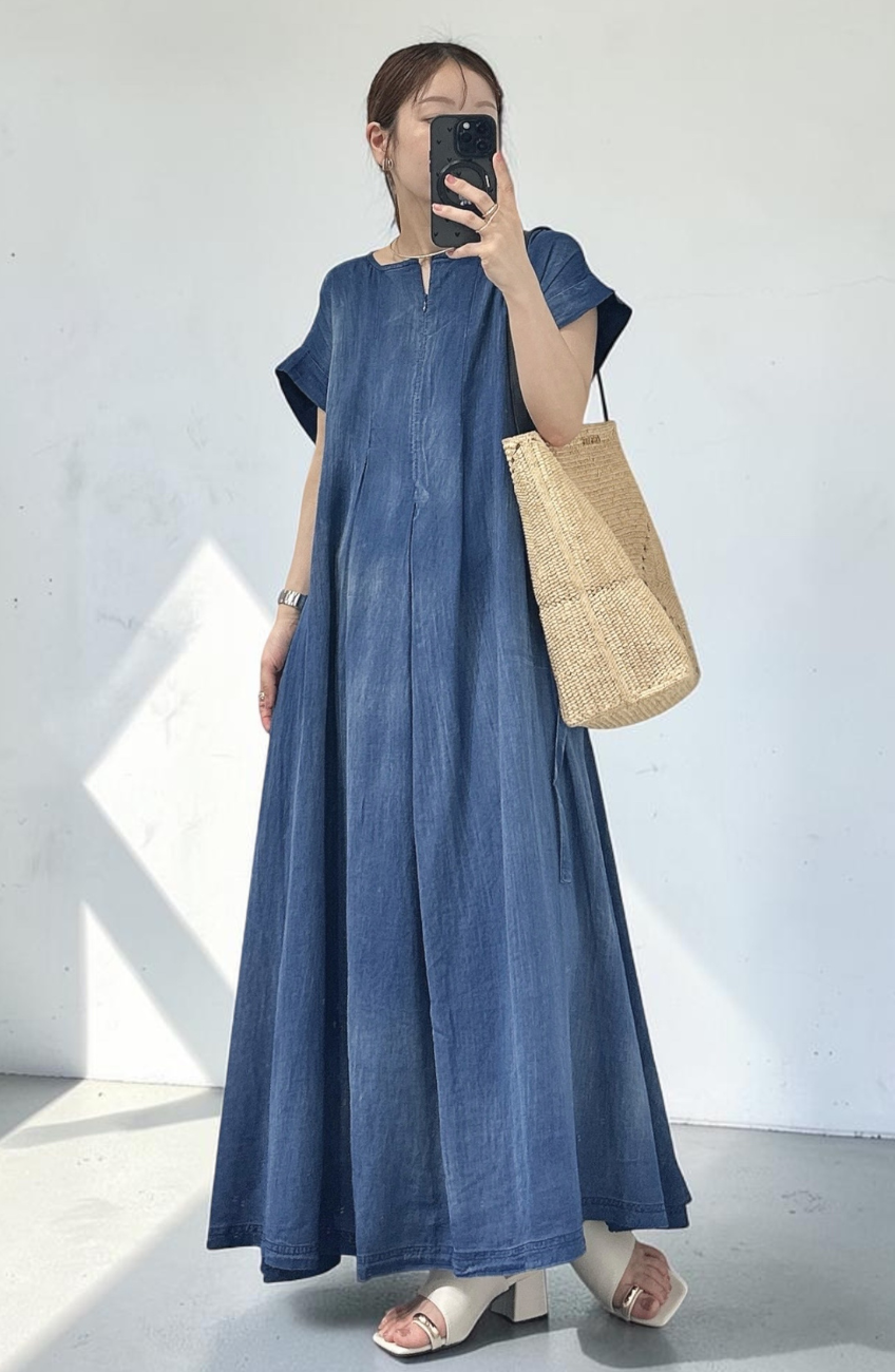 [cahoさんコラボ] Hand Madeブラストデニムワンピース