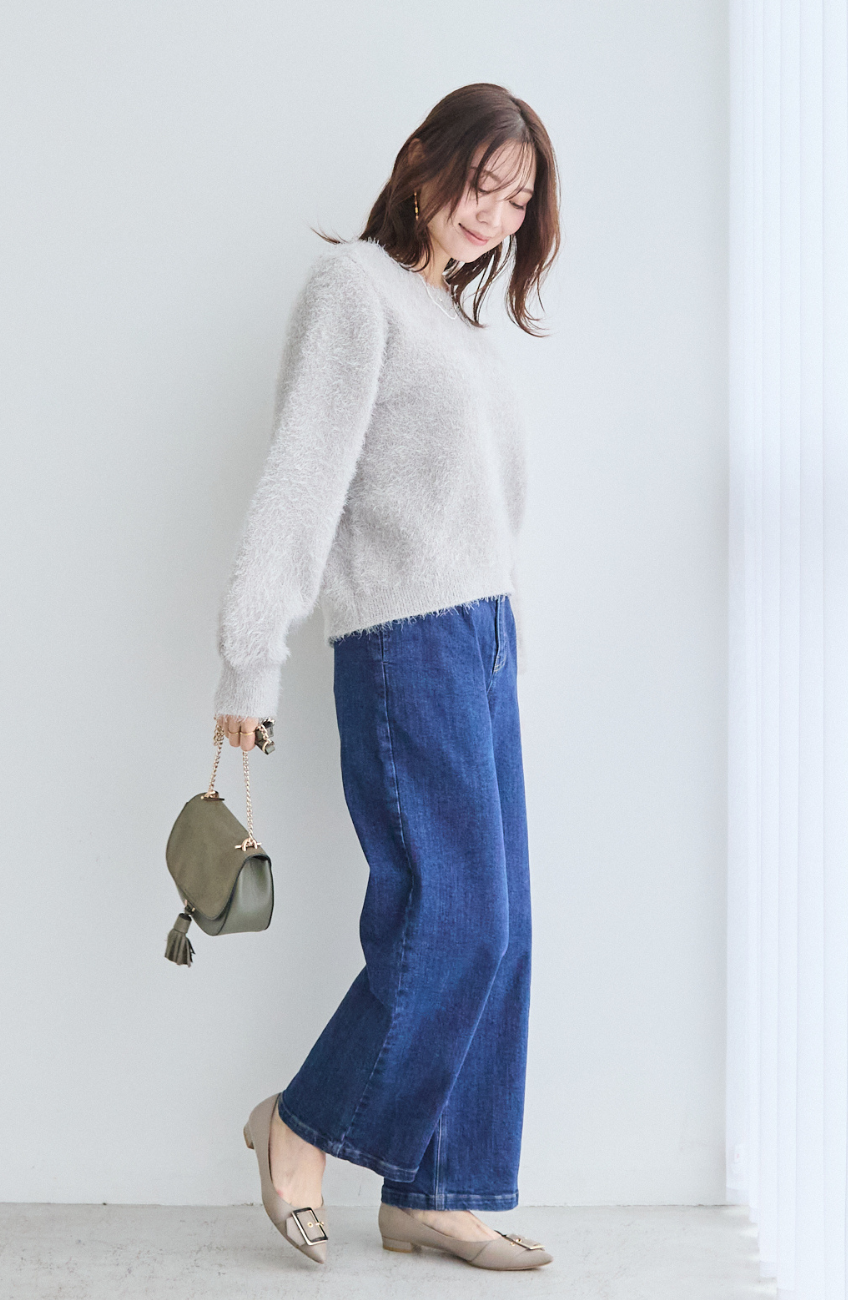 ダブルフェイスシャギーランタンスリーブプルオーバー