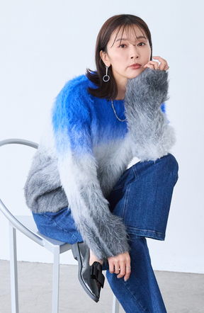 ウールブラッシュグラデーションプルオーバー