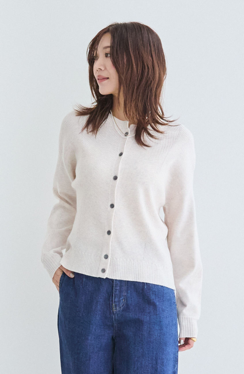 ウォッシャブルバイヤスリブカーディガン