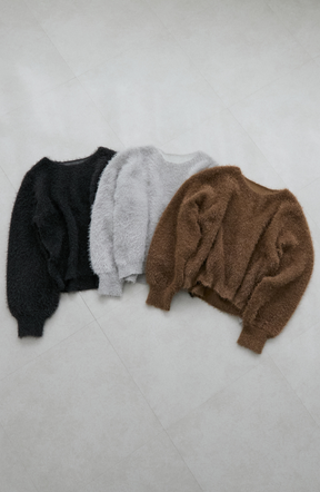 ダブルフェイスシャギーランタンスリーブプルオーバー