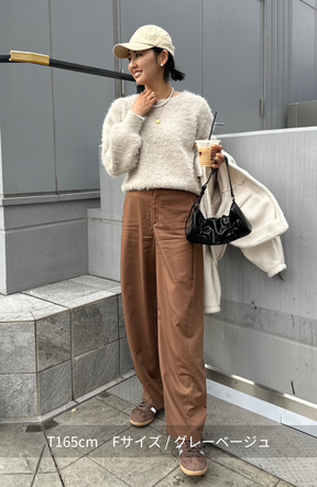 ダブルフェイスシャギーランタンスリーブプルオーバー