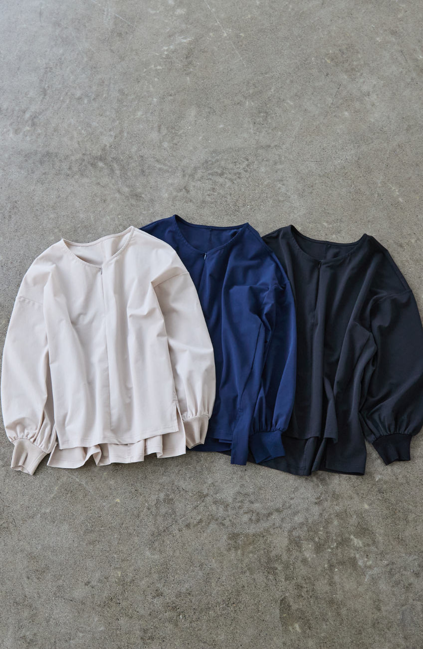 [acoさんコラボ] CICA配合サークルストレッチコクーンシルエットプルオーバー