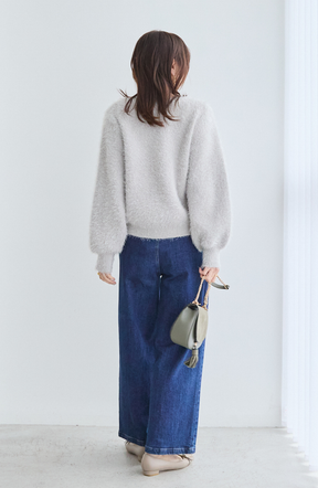 ダブルフェイスシャギーランタンスリーブプルオーバー