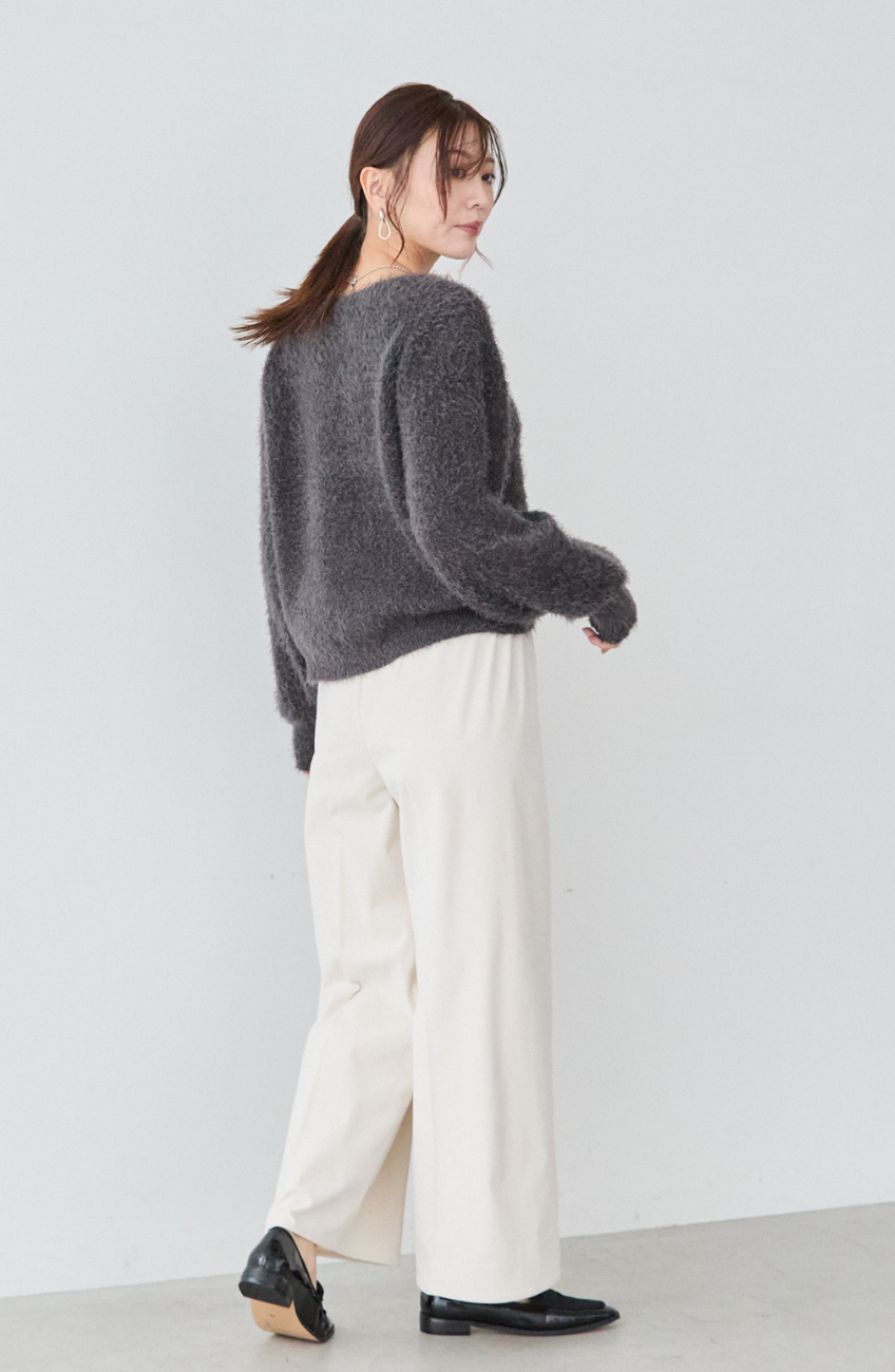 ダブルフェイスシャギーランタンスリーブプルオーバー