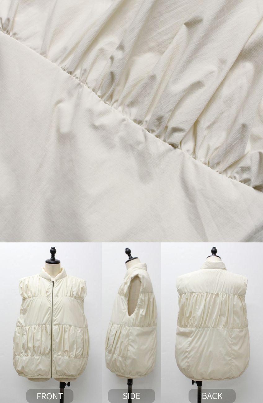 ティアードギャザーピュアダウンベスト