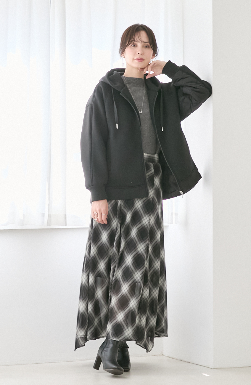 モスダンボール中綿切替フードジャケット