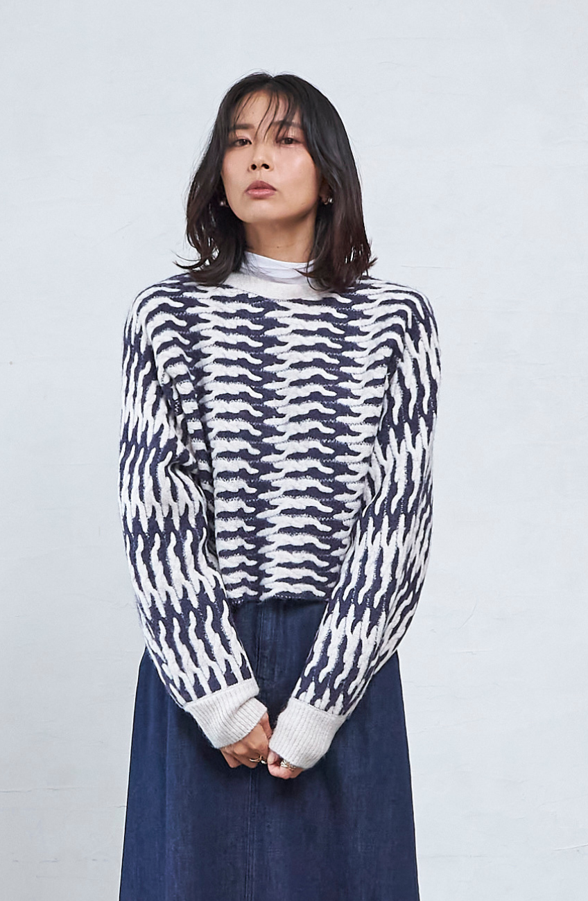 HYKE新品⭐️cable knitハーフスリーブケーブル編みニットプル HYKE新品⭐️cable knitハーフスリーブケーブル編みニットプル
