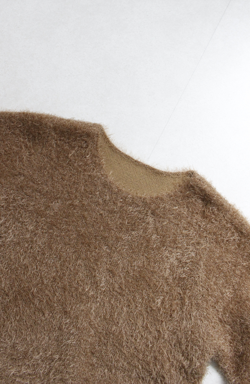 ダブルフェイスシャギーランタンスリーブプルオーバー