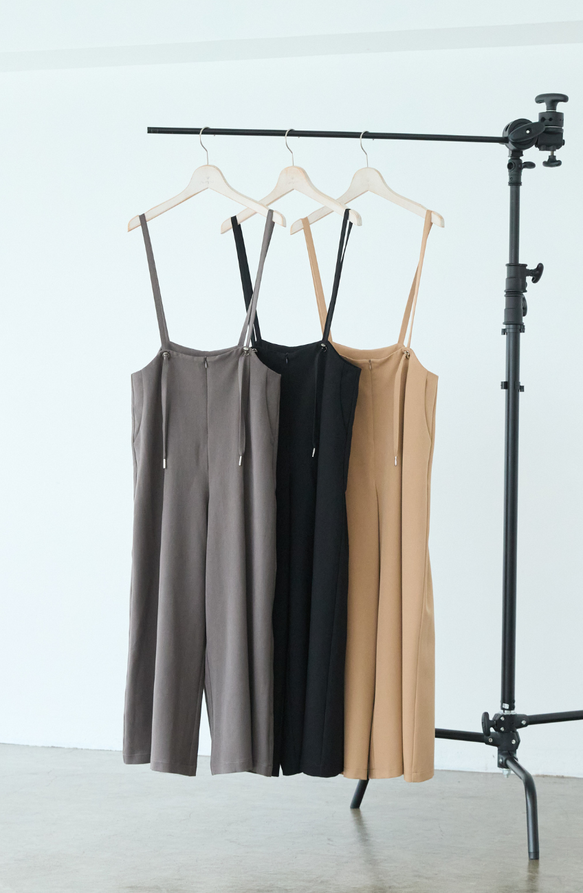 [コーデSET] シルクライクボウタイブラウス＋EC限定 TRドロストオールインワン