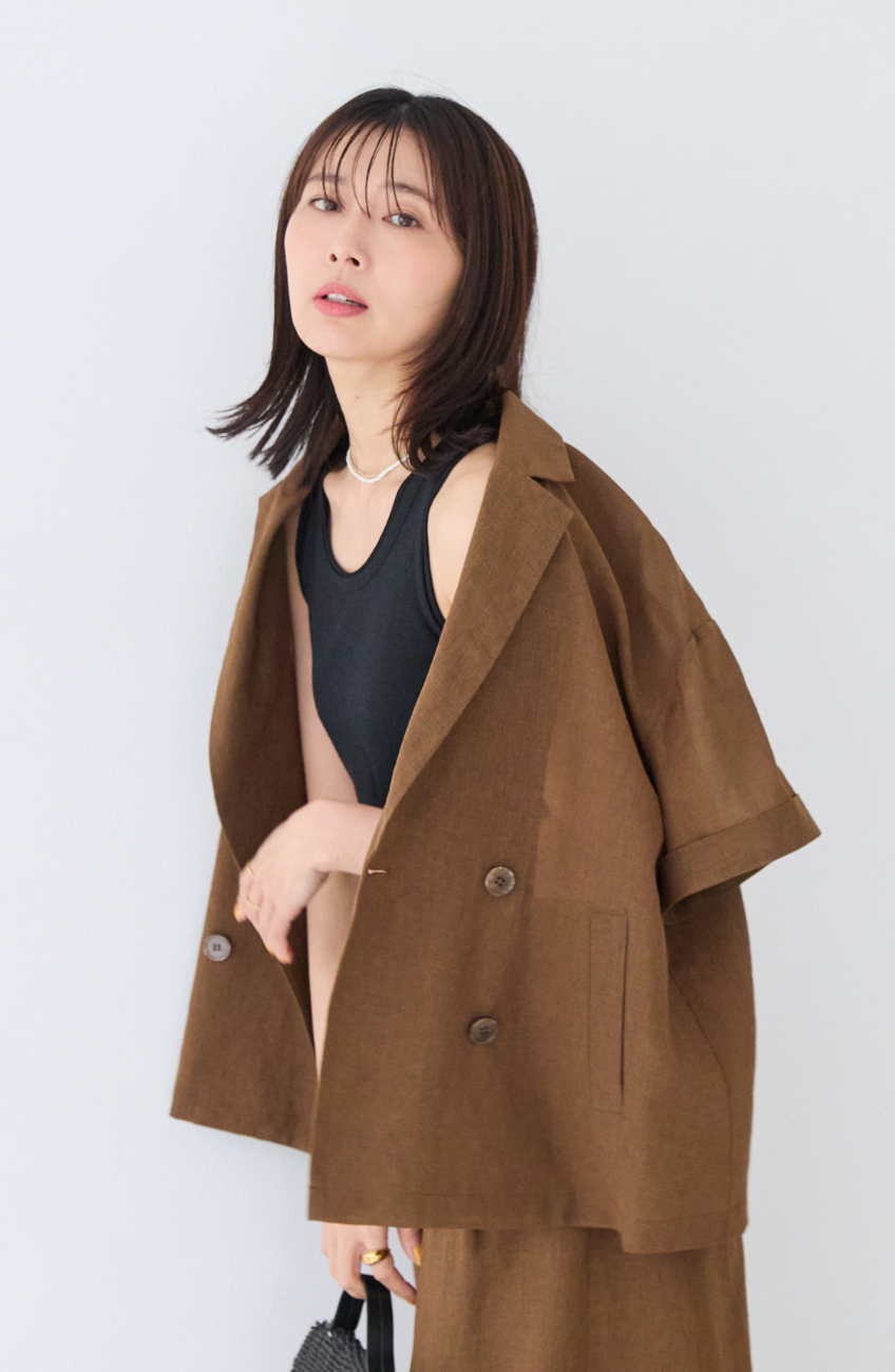 シアーフライス×チュールレイヤードタンクトップ
